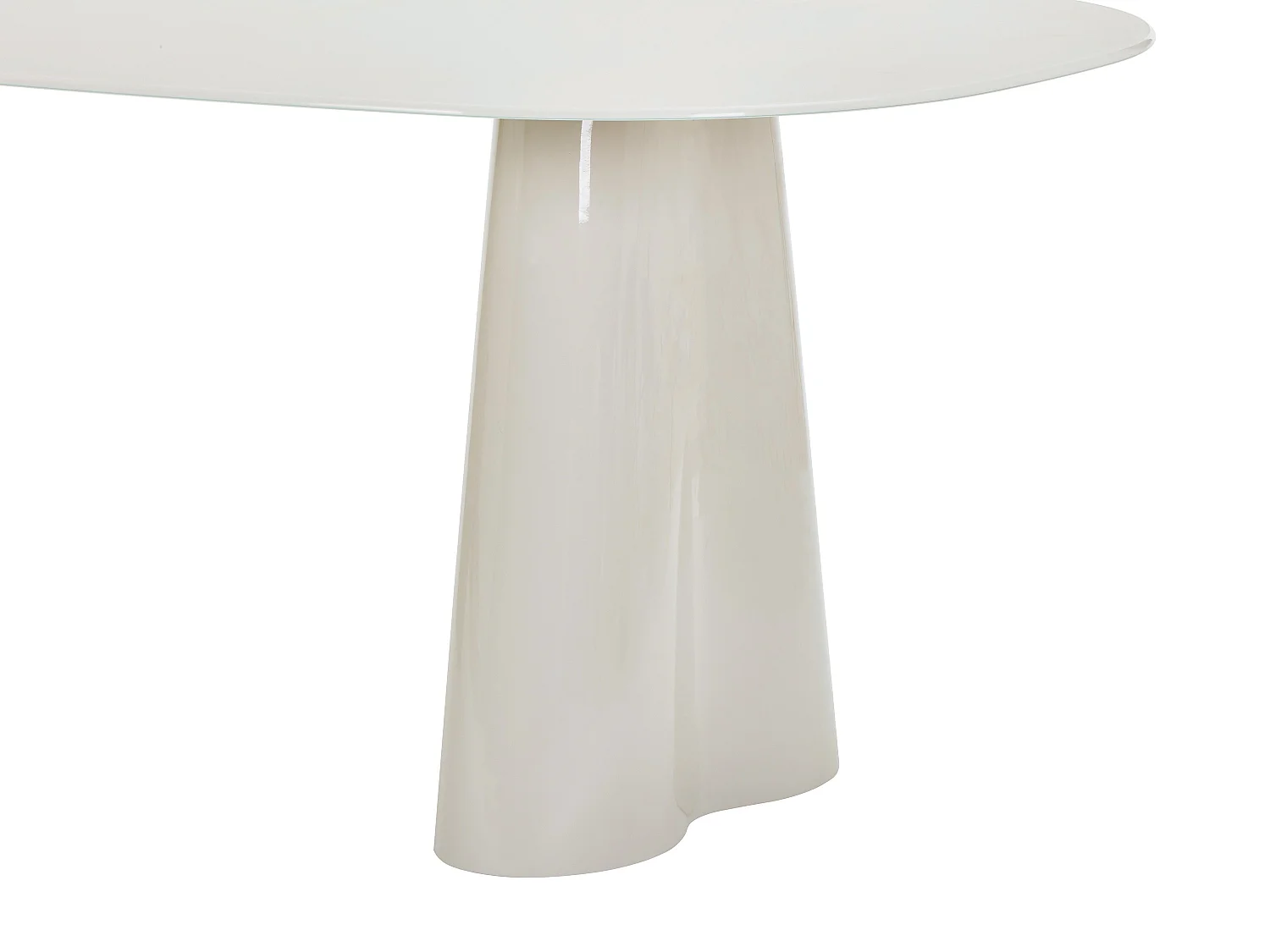 Table à manger 8 personnes en MDF et verre trempé - Beige laqué - AVALINA