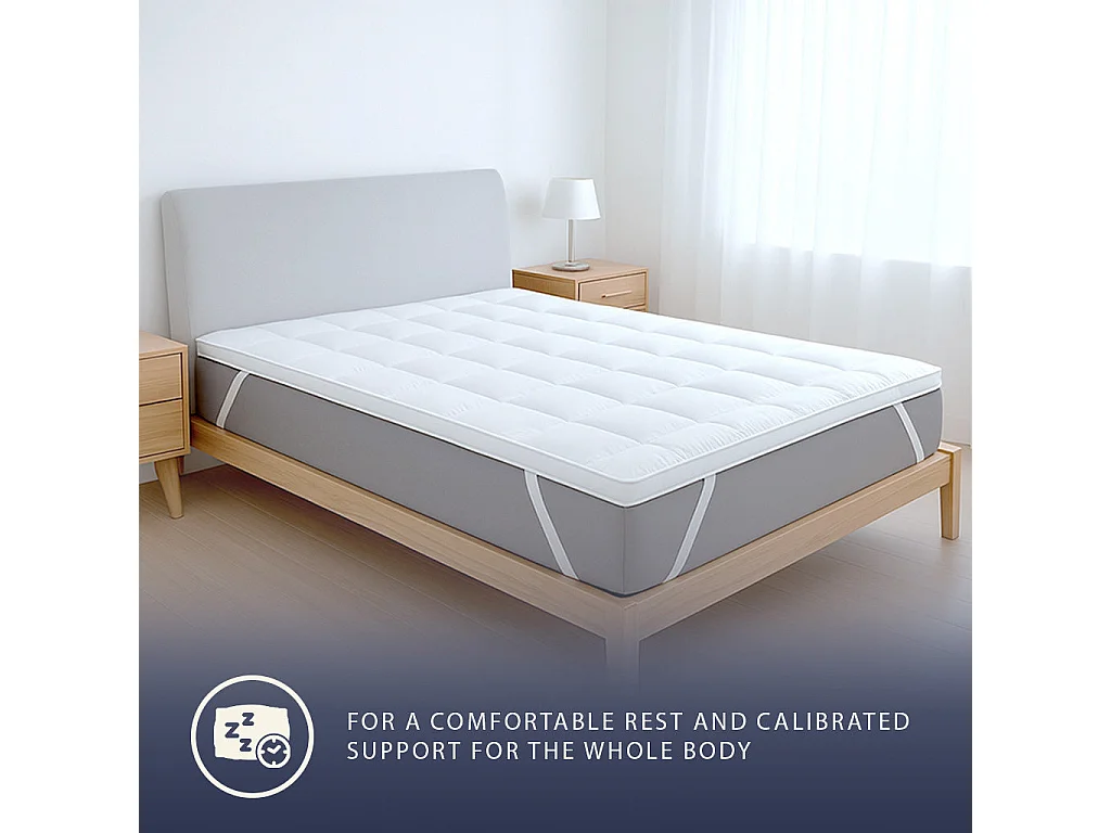 Surmatelas Double | Protège-Matelas Matelassé avec Garnissage 800 g/m² | Housse en Microfibre Respirante avec Sangles Élastiques d’Angle |160x200