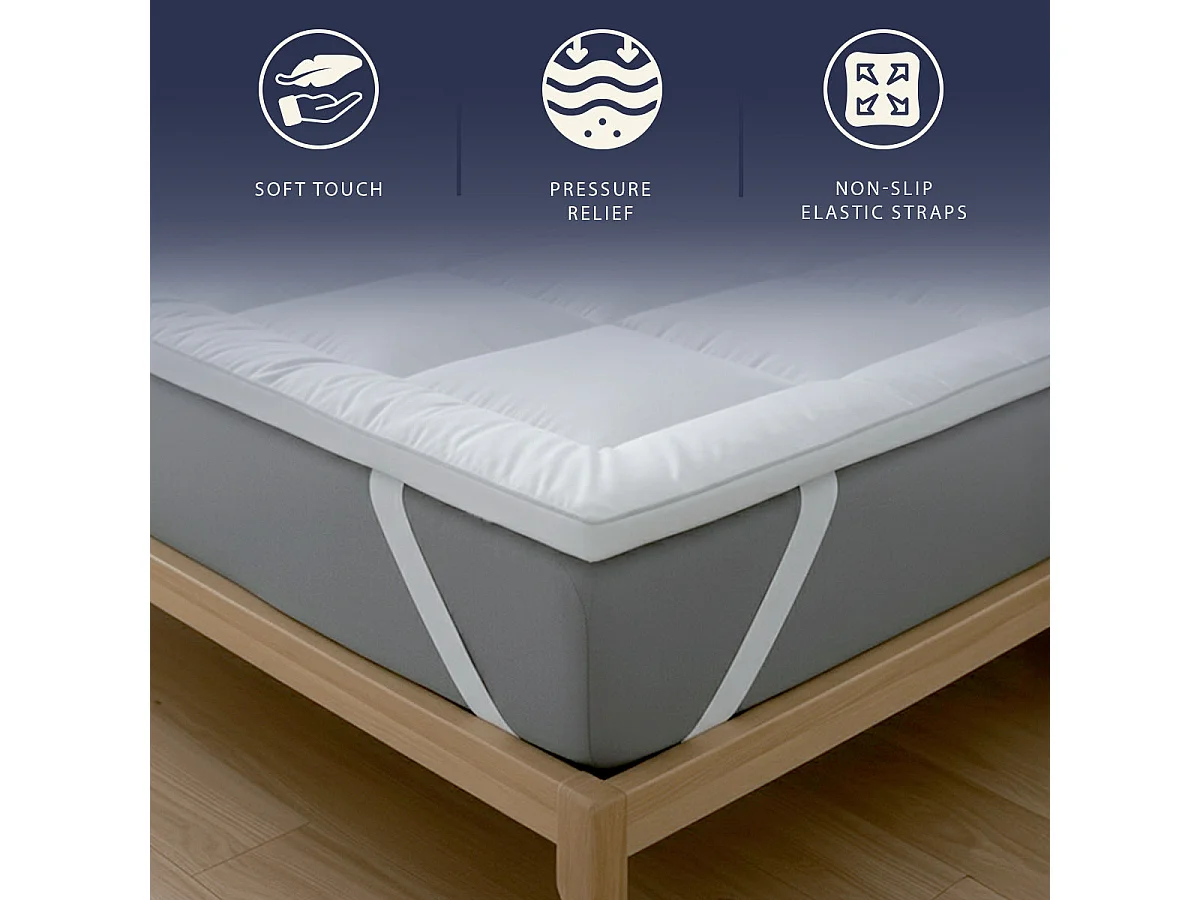Surmatelas King Size | Protège-Matelas Matelassé avec Garnissage 800 g/m² | Housse en Microfibre Respirante avec Sangles Élastiques d’Angle |180x200