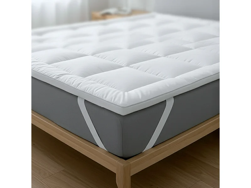 Surmatelas Simple | Protège-Matelas Matelassé avec Garnissage 800 g/m² | Housse en Microfibre Respirante avec Sangles Élastiques d’Angle |90x190