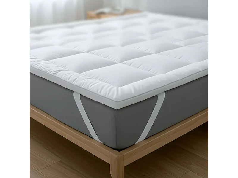 Surmatelas Double | Protège-Matelas Matelassé avec Garnissage 800 g/m² | Housse en Microfibre Respirante avec Sangles Élastiques d’Angle |140x190