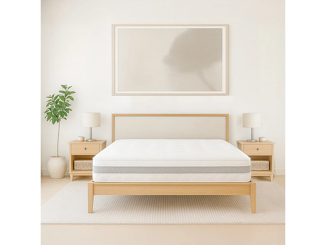 Matelas Scandinave 80x190 The White Stone | Memory H20 | 3D Air, Hypoallergénique, Anti-Milben, 7 Zones