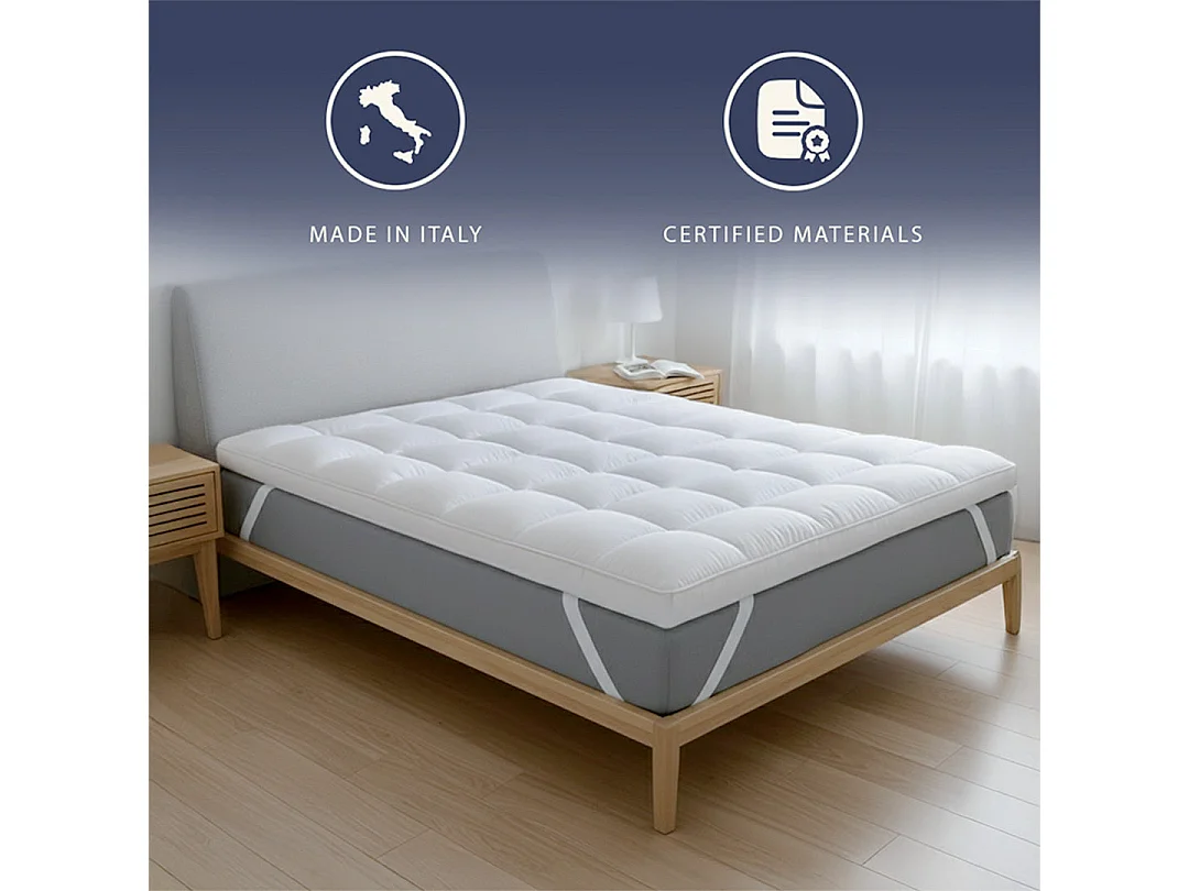 Surmatelas 1 Place et demie | Protège-Matelas Matelassé avec Garnissage 1000 g/m² | Housse en Microfibre Respirante avec Sangles Élastiques d’Angle |120x200