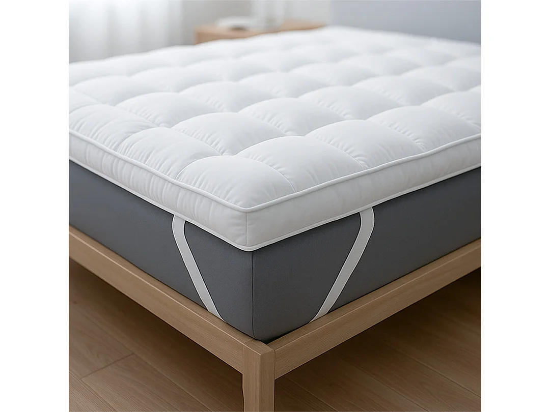 Surmatelas Double | Protège-Matelas Matelassé avec Garnissage 1000 g/m² | Housse en Microfibre Respirante avec Sangles Élastiques d’Angle |140x190
