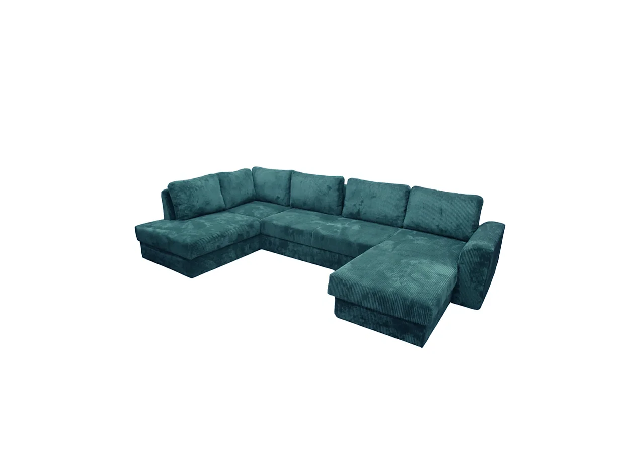 Canapé panoramique gauche convertible Magda bleu