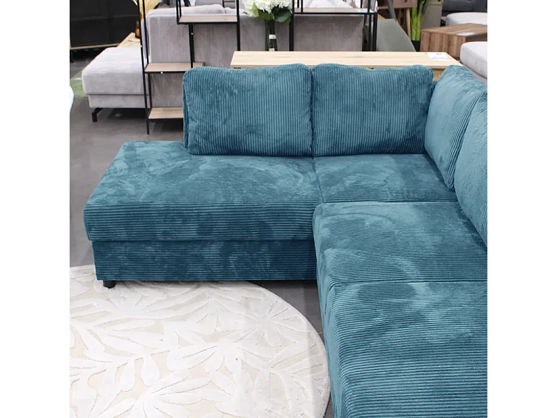 Canapé panoramique gauche convertible Magda bleu