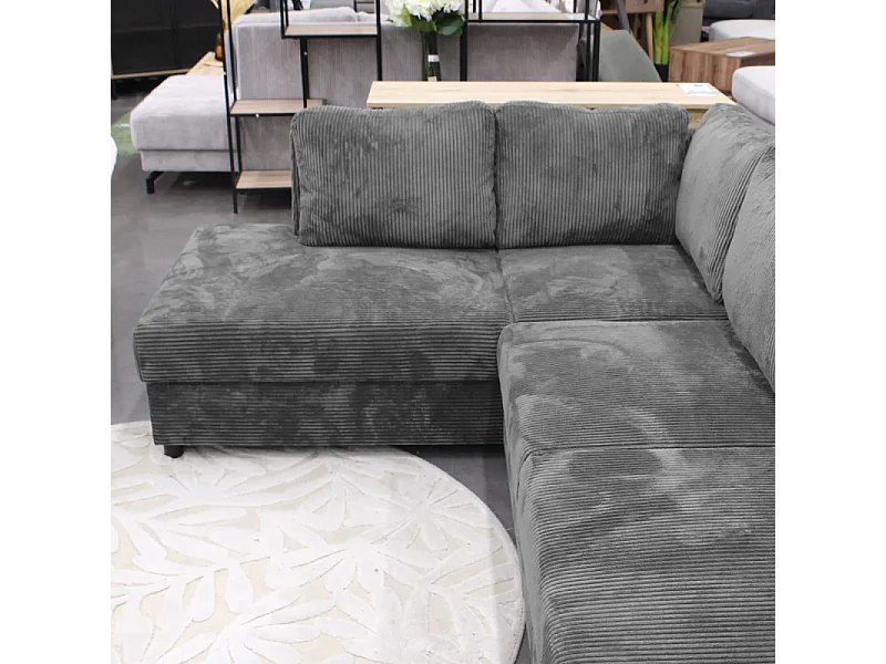 Canapé panoramique gauche convertible Magda gris