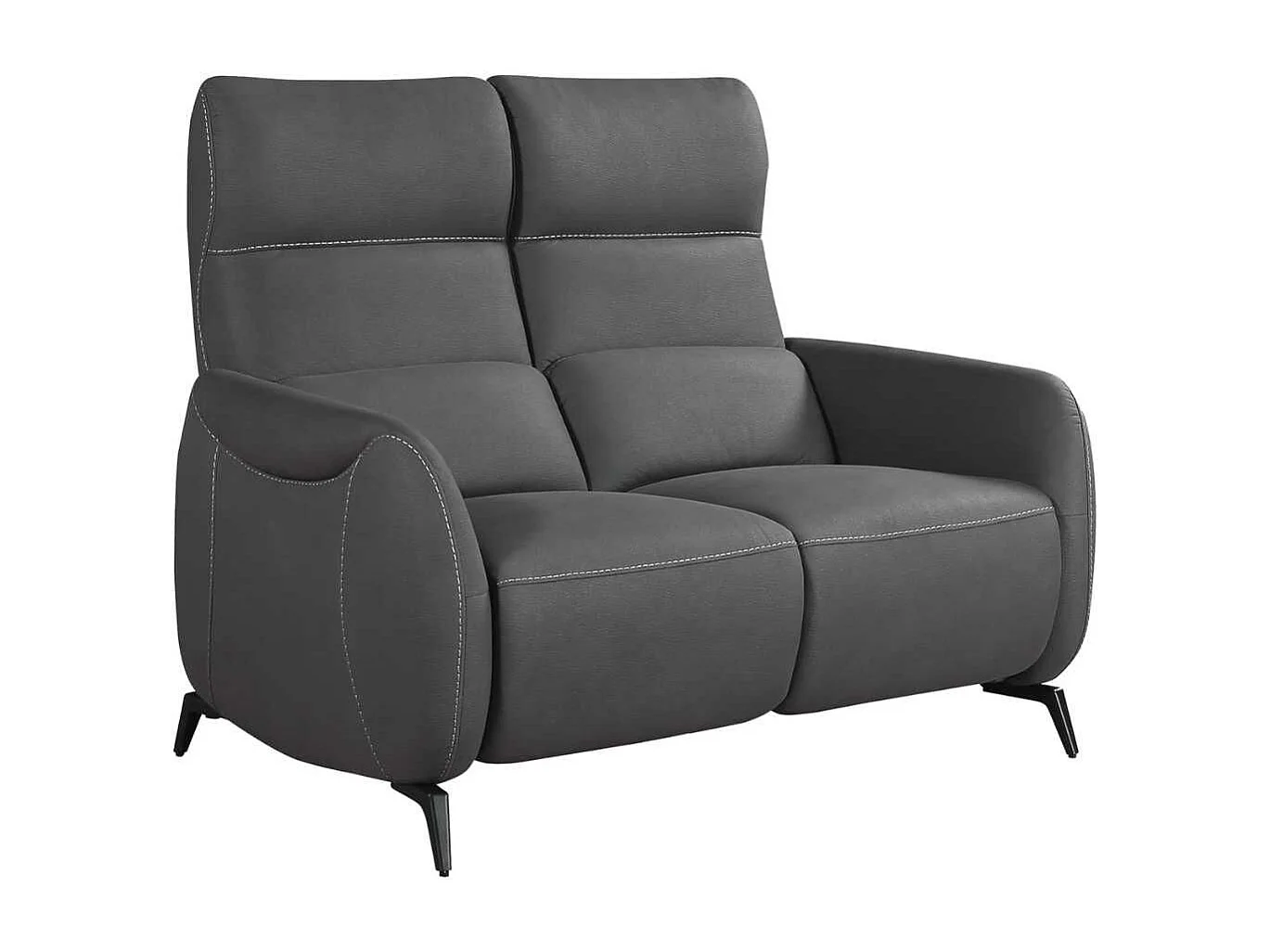 Ensemble canapé relax électrique 3pl + canapé fixe 2pl tissu micro peau gris foncé - SMALK