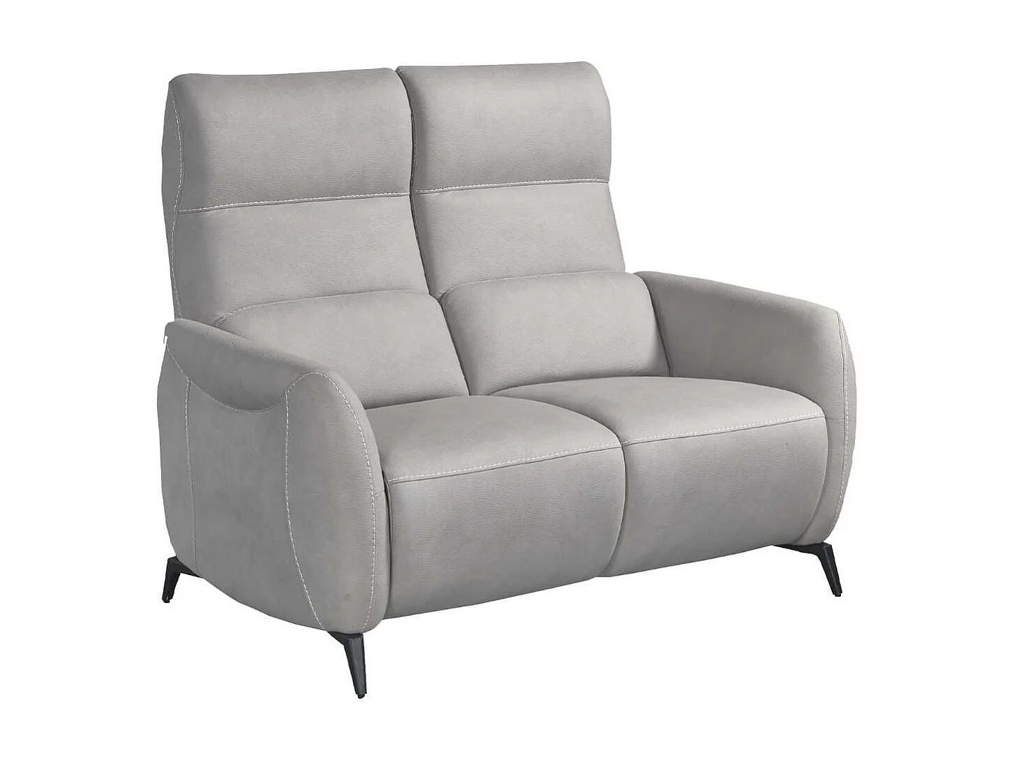 Ensemble canapé relax électrique 3pl + canapé fixe 2pl tissu micro peau gris clair - SMALK
