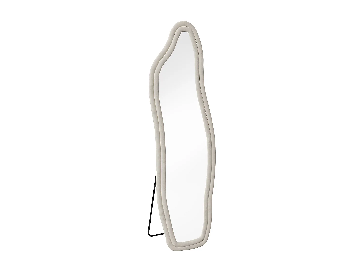 Miroir irrégulier 160×50 cm avec cadre en velours blanc – Design moderne, verre trempé HD