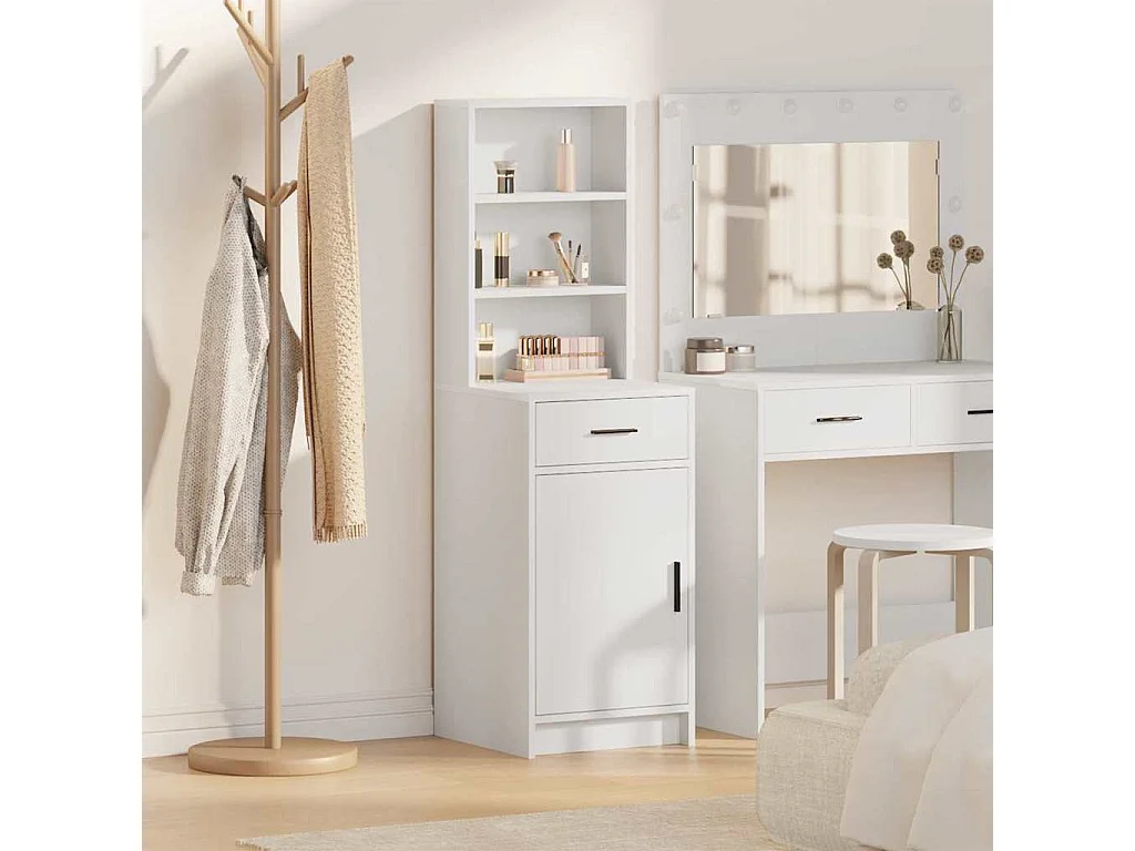 Piano del mobile bianco 40 x 40,5 x 135 cm in legno ingegnerizzato