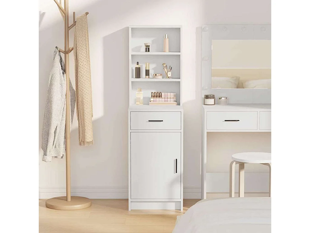 Piano del mobile bianco 40 x 40,5 x 135 cm in legno ingegnerizzato