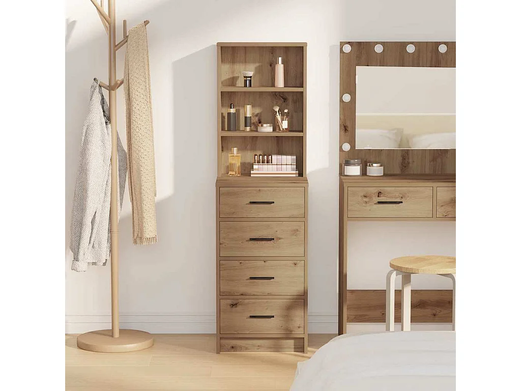 Mobile alto in rovere Craftsman 40 x 41 x 135 cm in legno ingegnerizzato