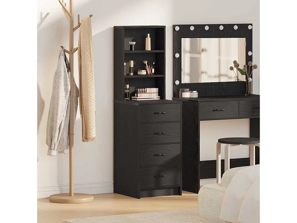 Mobile alto in rovere nero 40 x 41 x 135 cm in legno ingegnerizzato