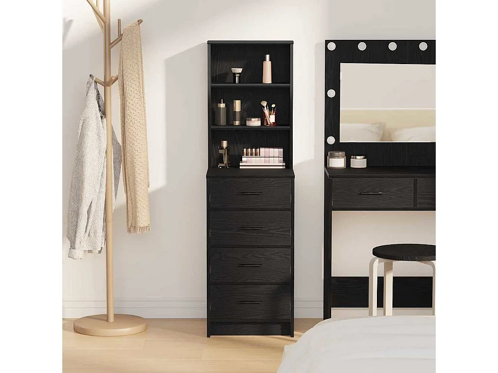 Mobile alto in rovere nero 40 x 41 x 135 cm in legno ingegnerizzato