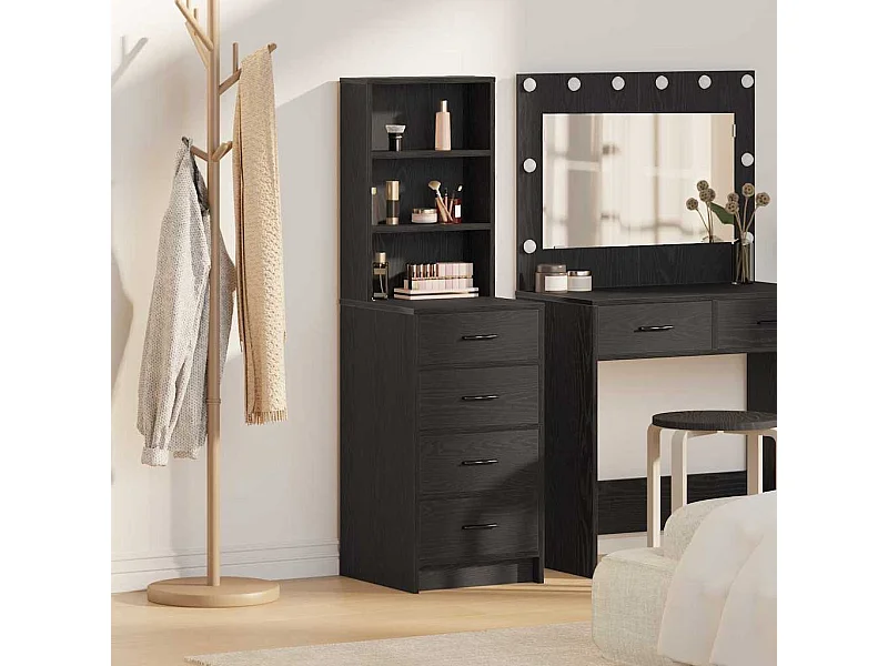 Mobile alto in rovere nero 40 x 41 x 135 cm in legno ingegnerizzato