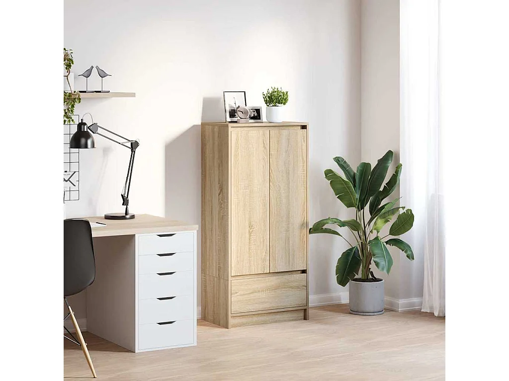 Schubladenschrank aus Sonoma-Eiche, 55,5 x 34 x 119,5 cm, Holzwerkstoff