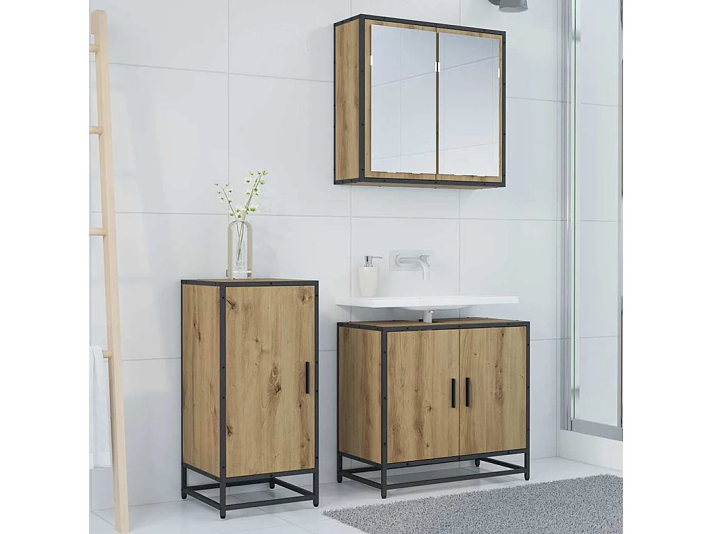 Credenza in rovere realizzata a mano 35 x 35,5 x 76 cm Legno ingegnerizzato