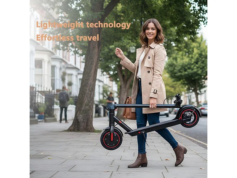 Trottinette Électrique Pliable T1 350W, Batterie 36V 10.4Ah, Vitesse 25–30 km/h, Autonomie 25–30 km, Roues 8.5", Charge 120 kg, Frein Disque, IPX5