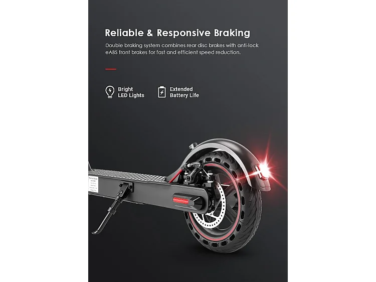Trottinette Électrique Pliable T1 350W, Batterie 36V 10.4Ah, Vitesse 25–30 km/h, Autonomie 25–30 km, Roues 8.5", Charge 120 kg, Frein Disque, IPX5