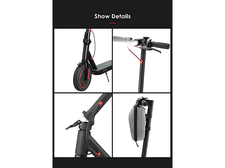 Trottinette Électrique Pliable T1 350W, Batterie 36V 10.4Ah, Vitesse 25–30 km/h, Autonomie 25–30 km, Roues 8.5", Charge 120 kg, Frein Disque, IPX5