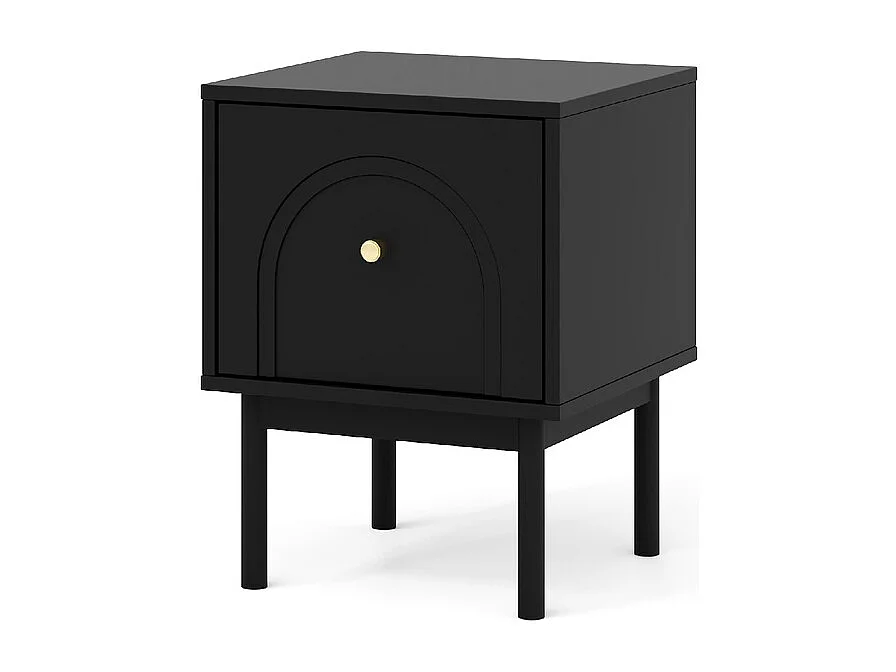 Table de chevet Mazoma 1P noir / noir / doré