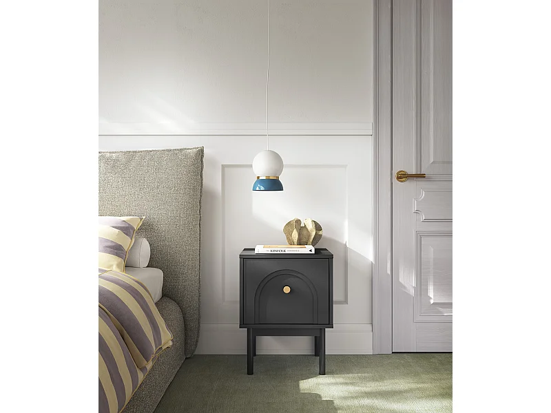 Comodino Mazoma 1A nero / nero / oro