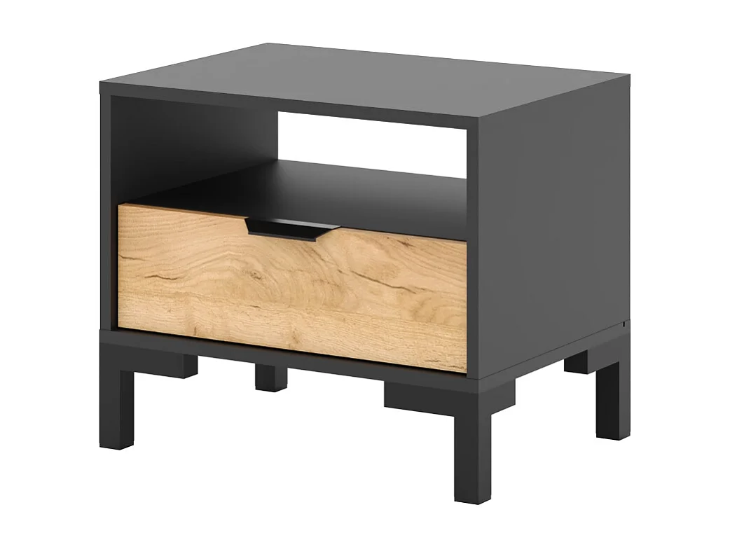 Comodino Ballagio 1C nero/rovere craft oro