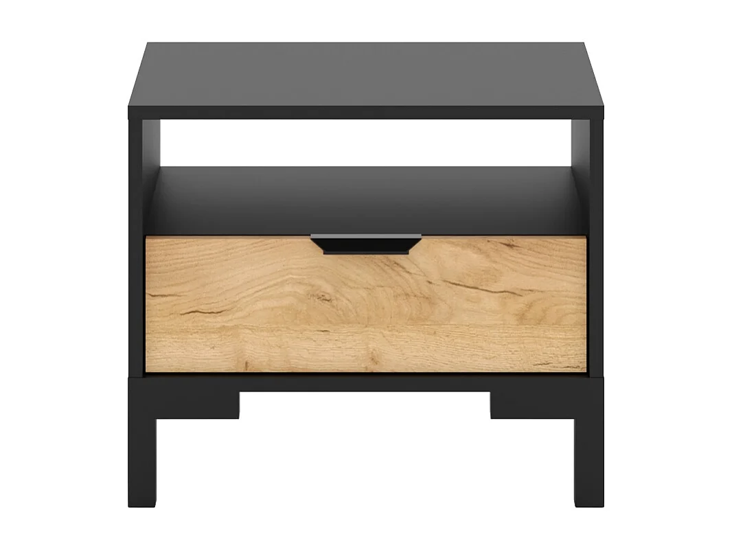 Comodino Ballagio 1C nero/rovere craft oro