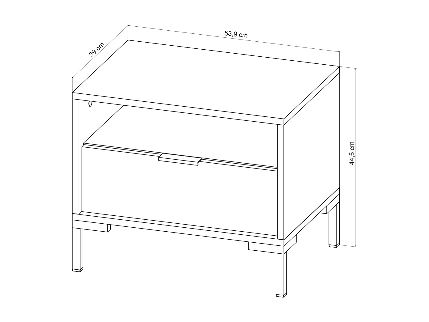 Comodino Ballagio 1C nero/rovere craft oro