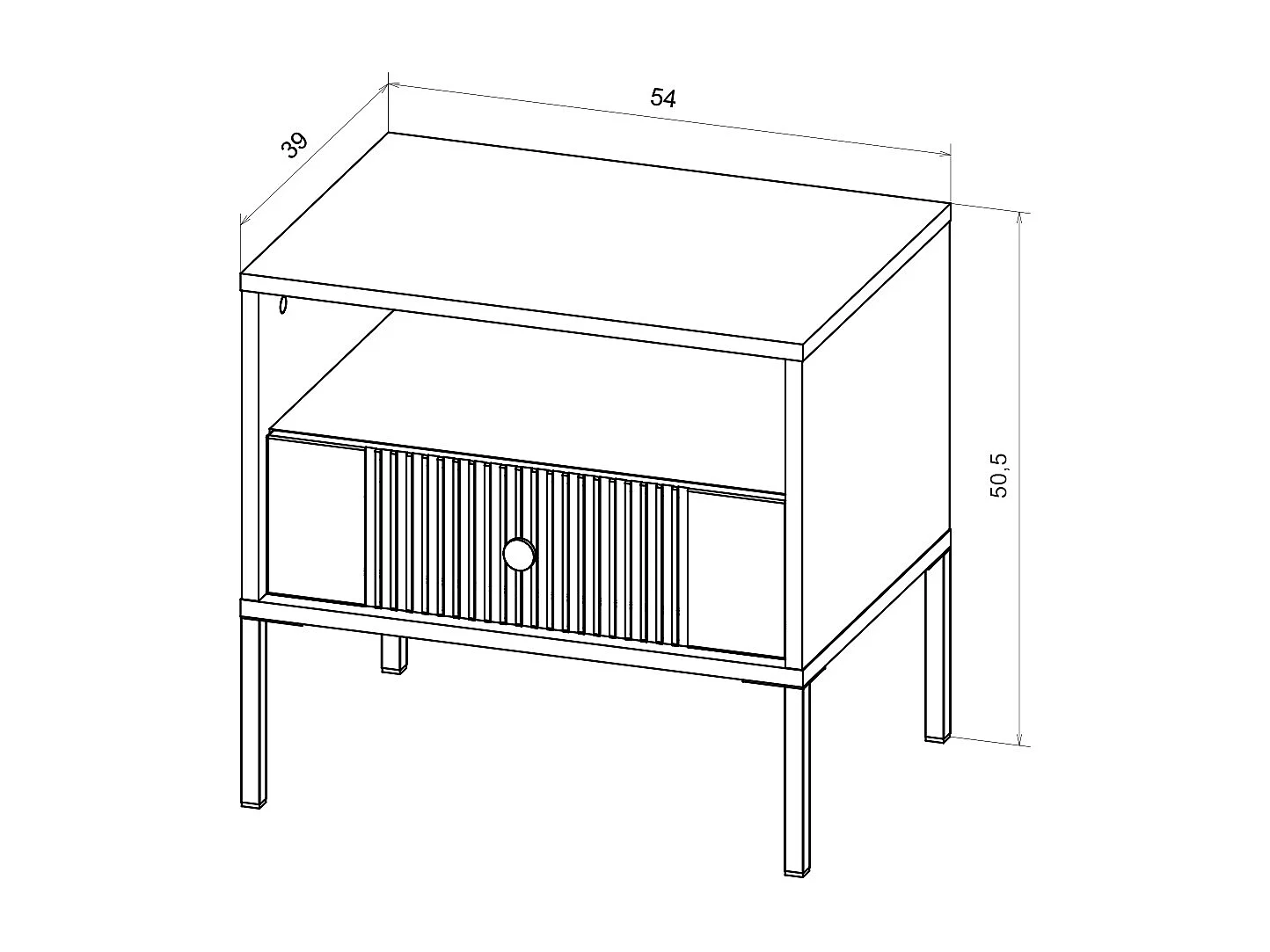 Table de chevet Iseo noir / doré / doré