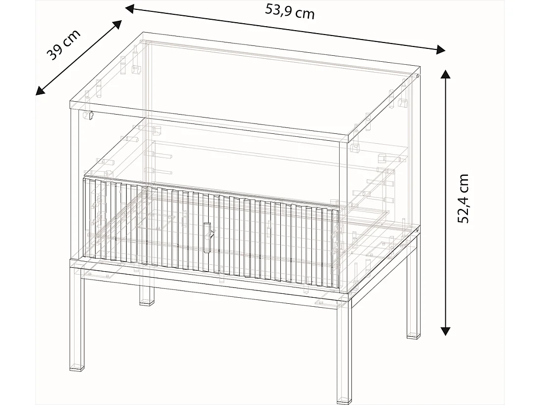 Nachtkastje Maggiore rookgroen / zwart / goud