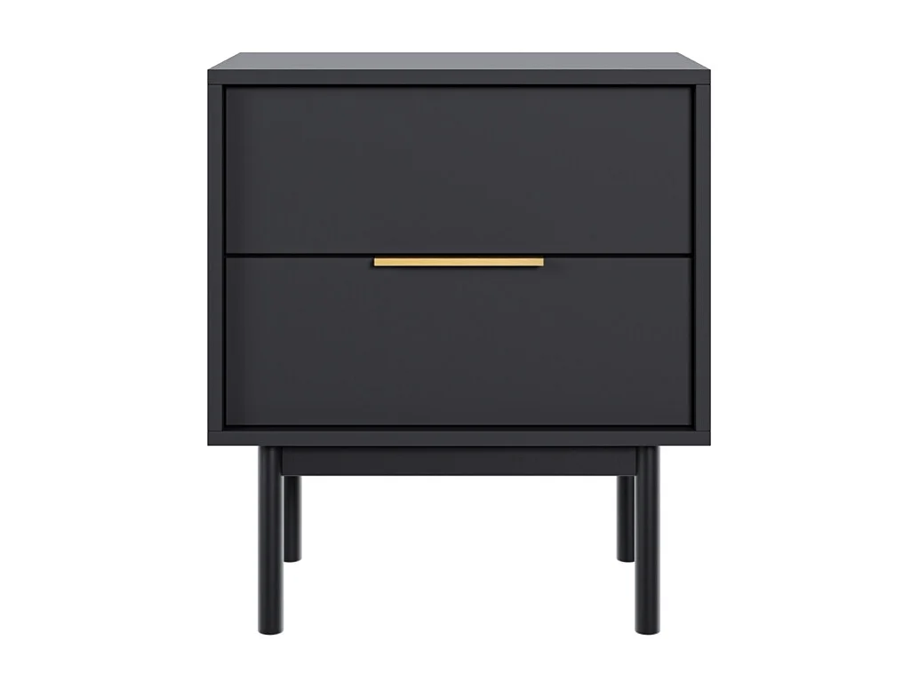 Nachtkastje Viva 2L zwart / zwart / goud