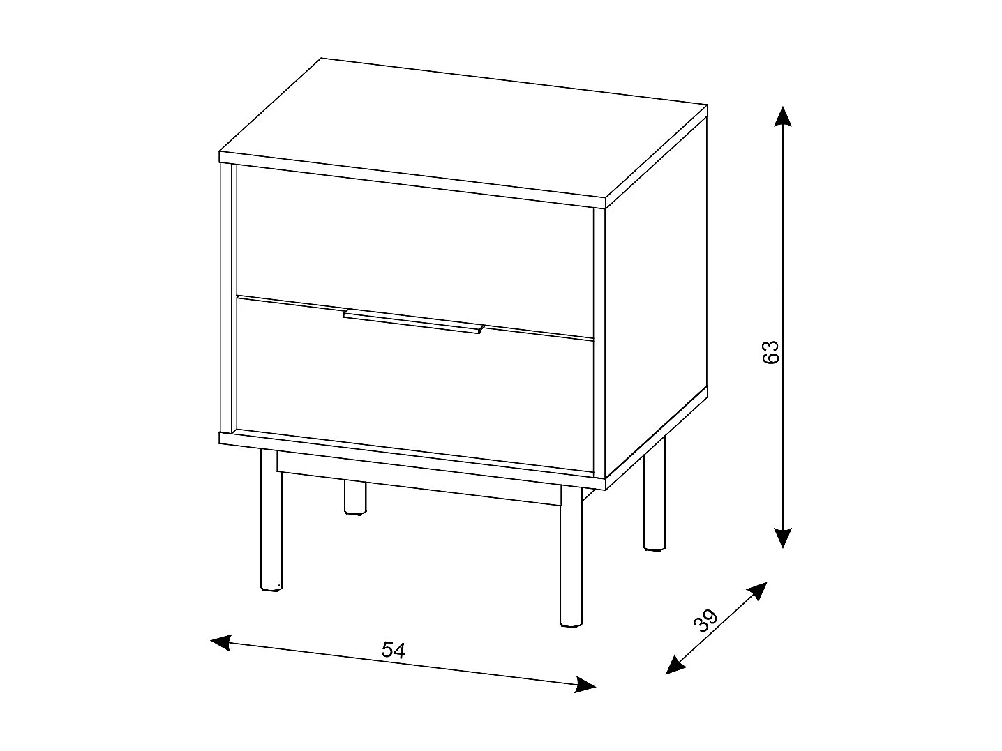 Nachtkastje Viva 2L zwart / zwart / goud
