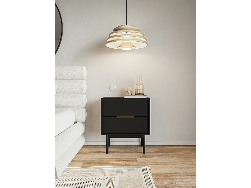 Comodino Viva 2C nero / nero / oro