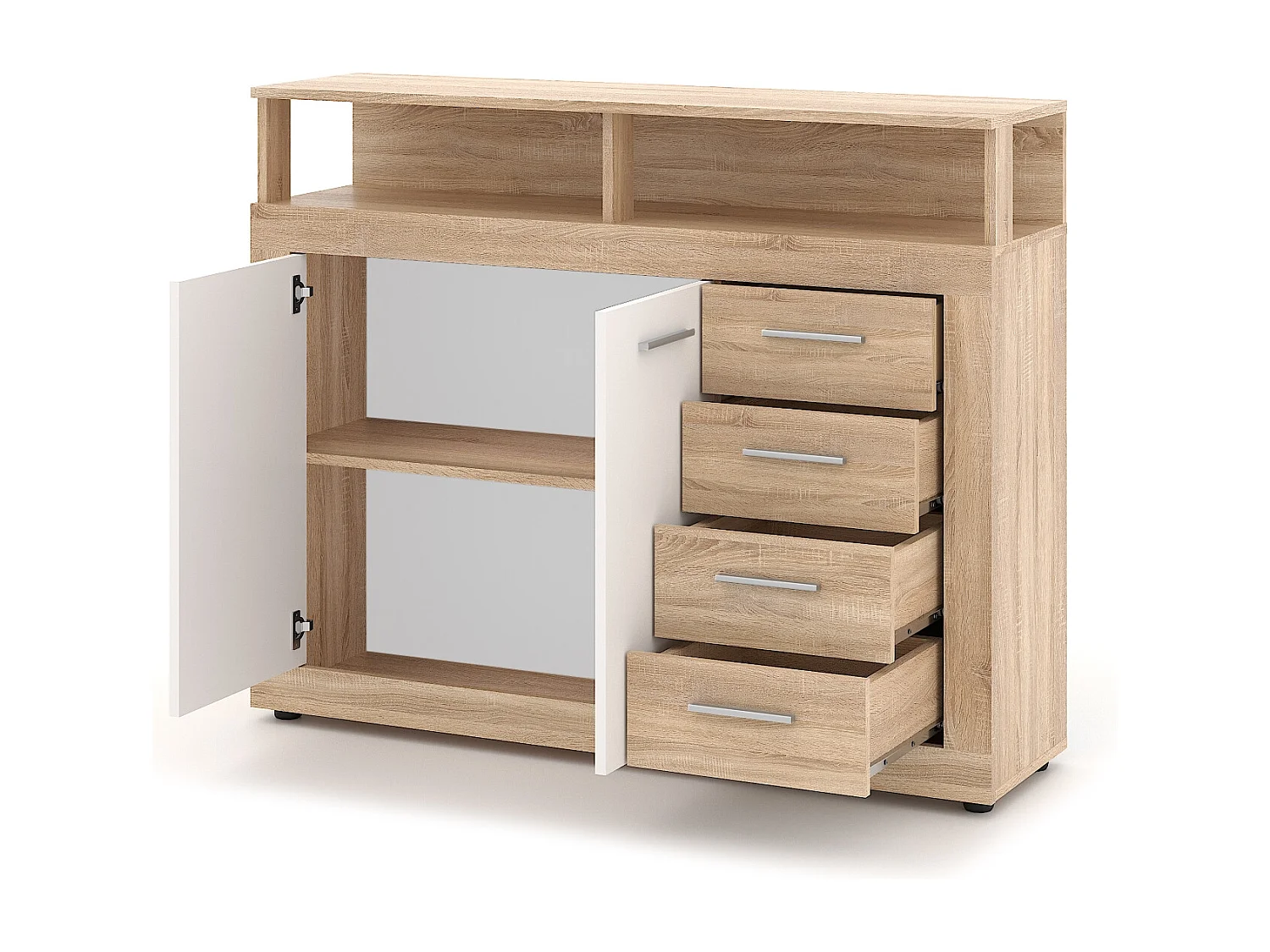 Commode Luna Midi A 2P4T chêne sonoma / blanc