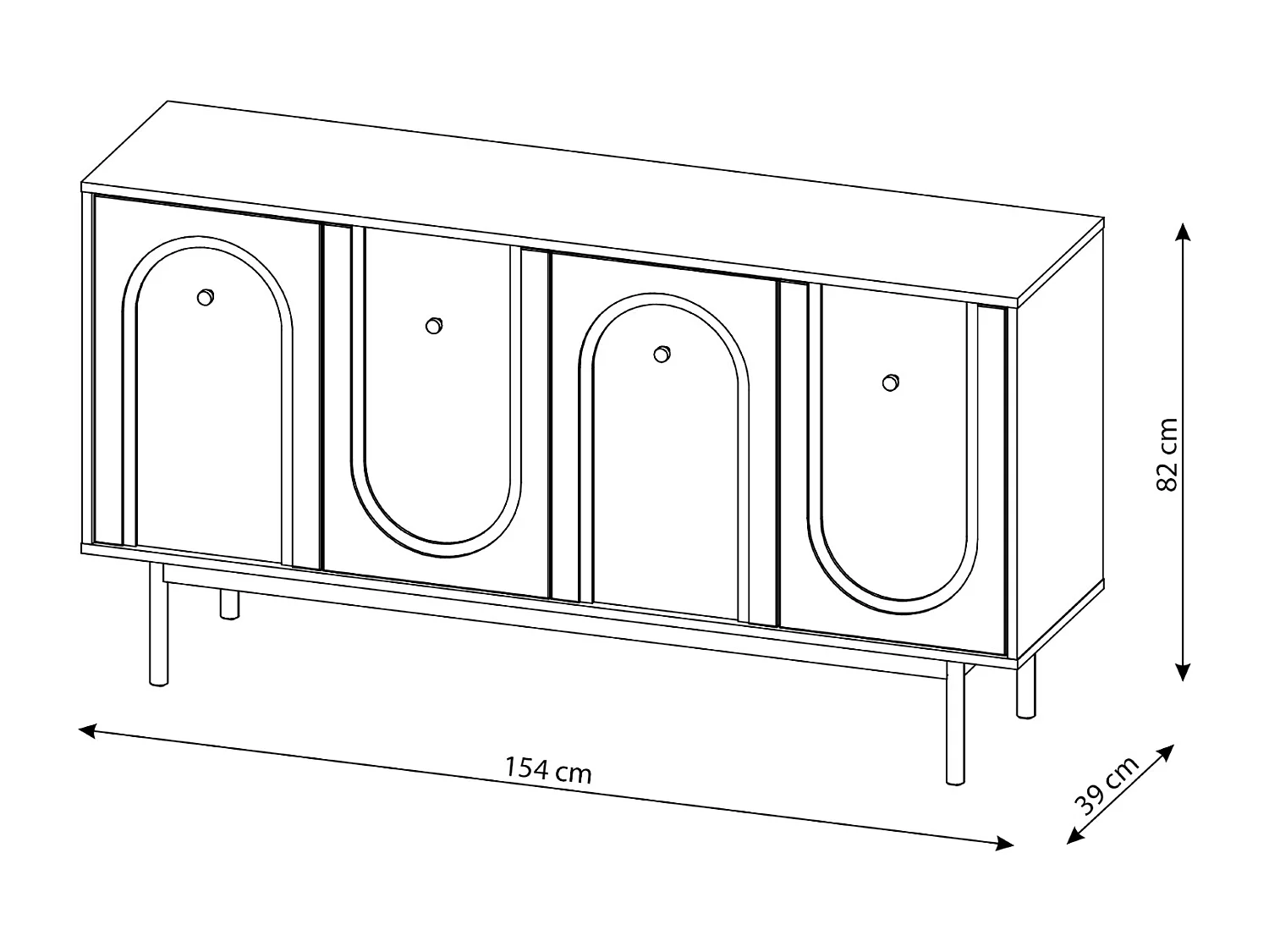 Commode Mazoma 4P Noire/ noire/ doré
