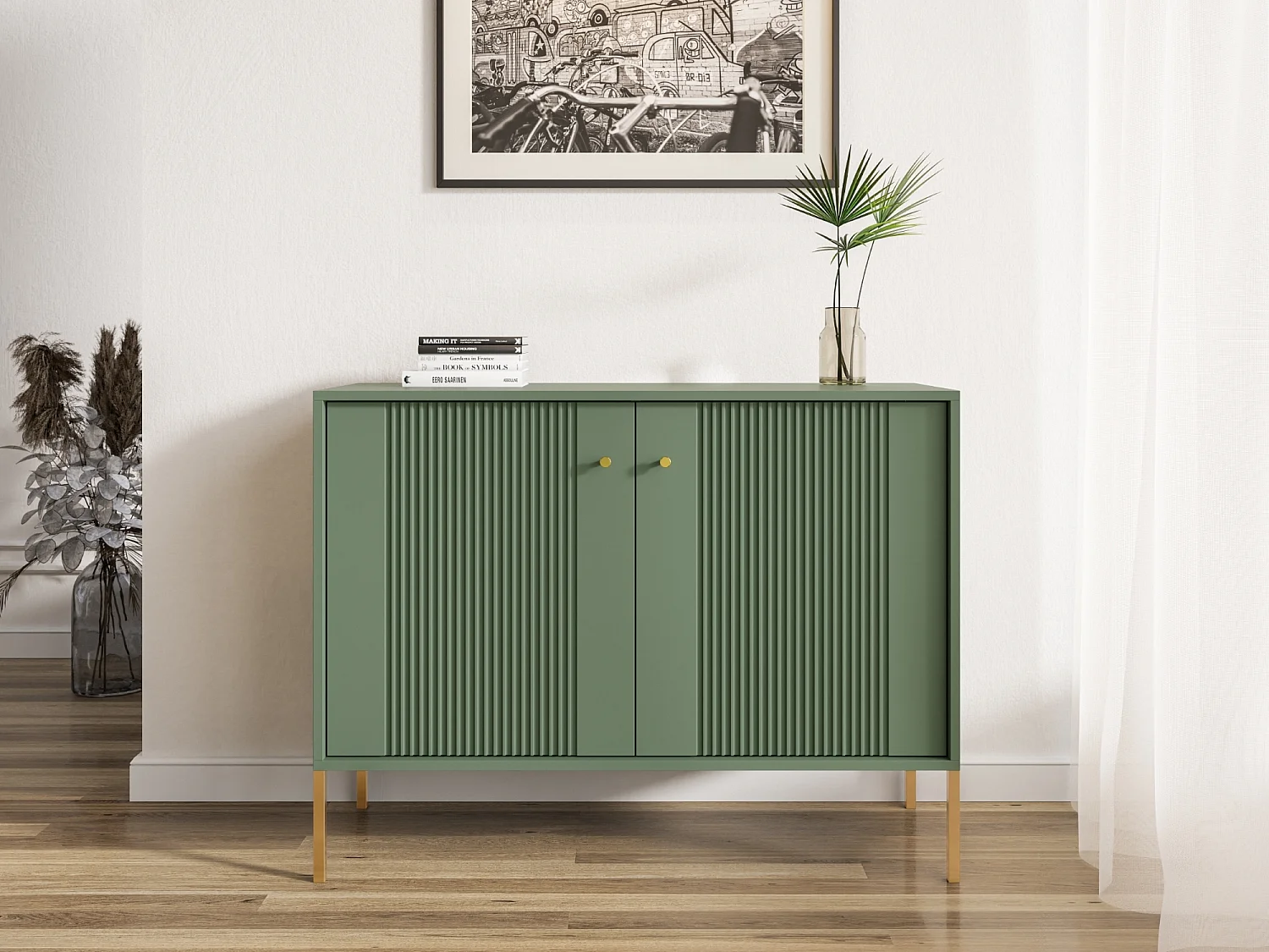 Commode Iseo 2D rookgroen / goud / goud