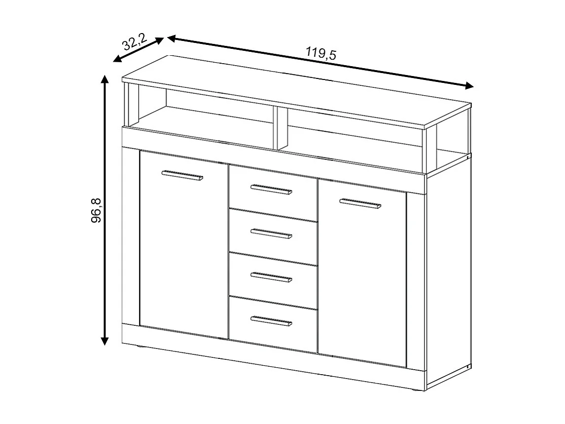 Dressoir Luna Midi B 2D4L old style light / matera