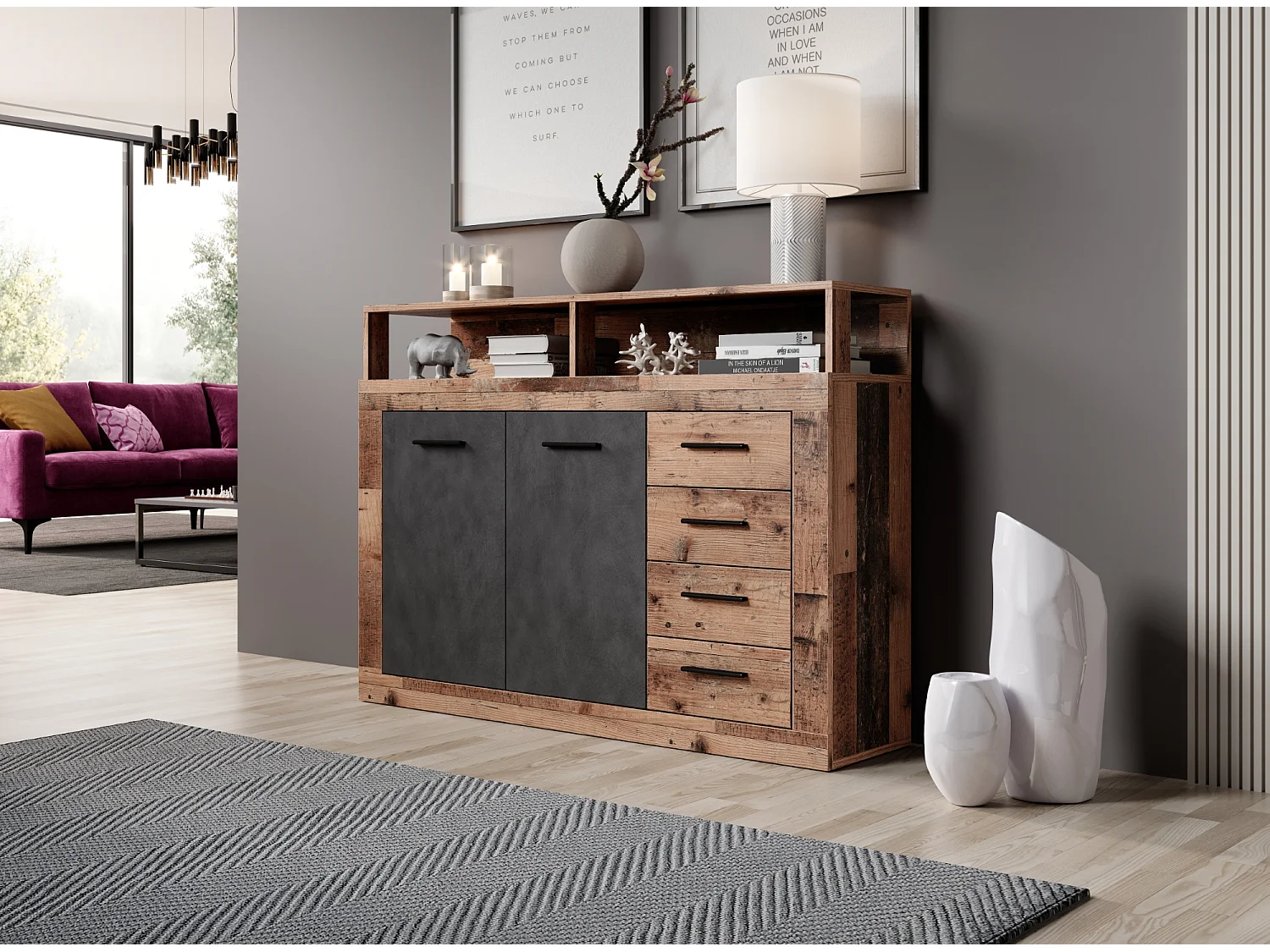 Dressoir Luna Midi A 2D4L old style dark / matera