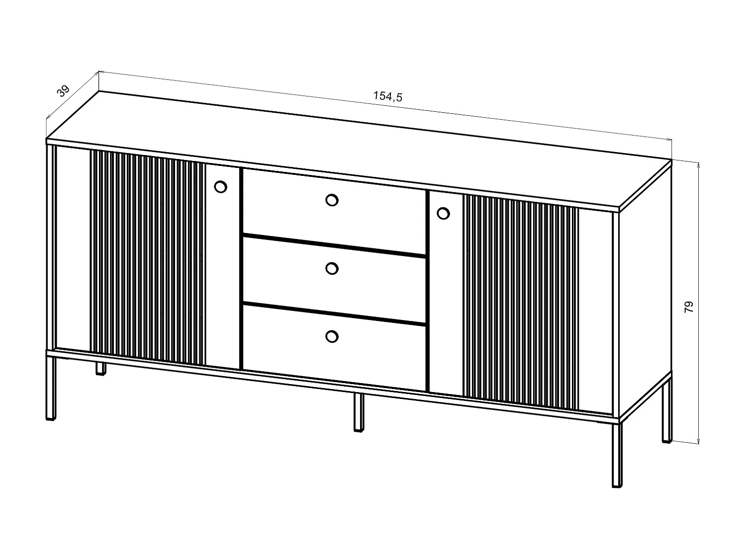 Commode Iseo 2P3T Cachemire/noir/doré