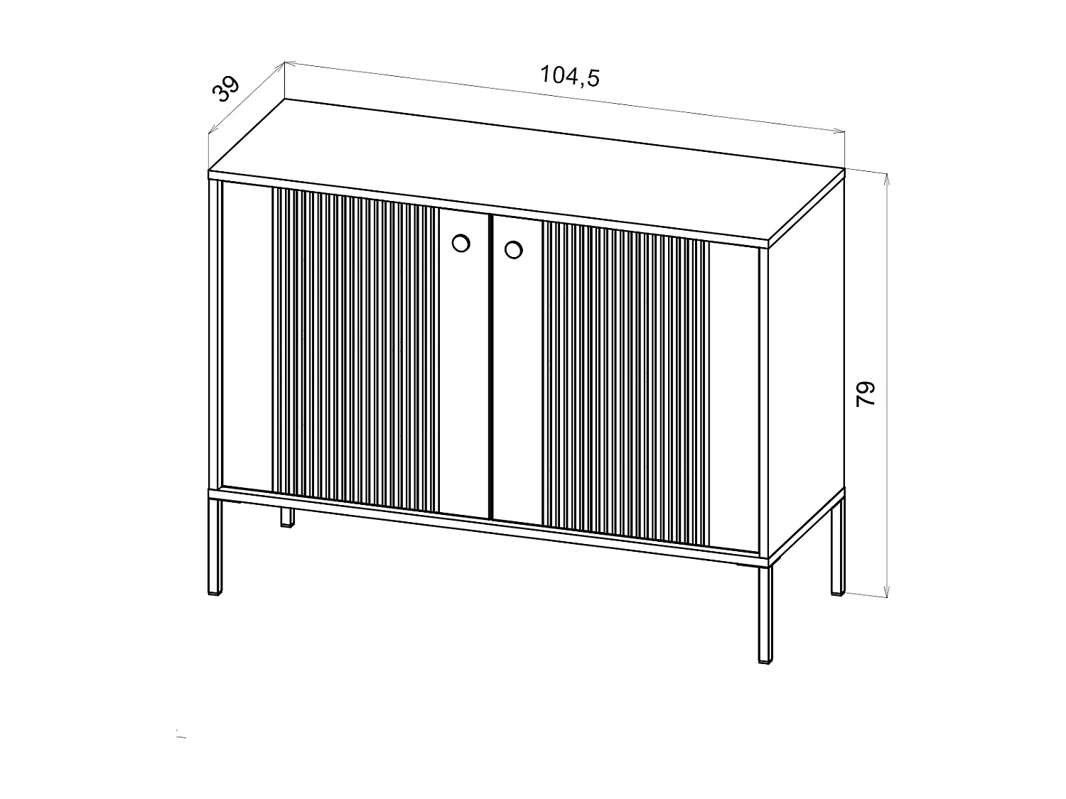 Commode Iseo 2D Zwart /goud/goud