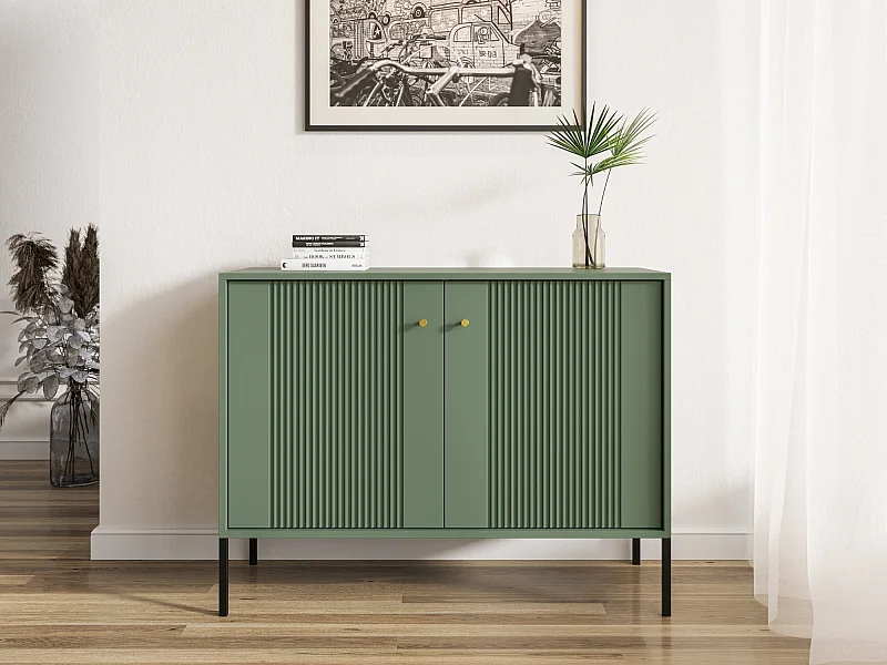 Commode Iseo 2D rookgroen / zwart / goud