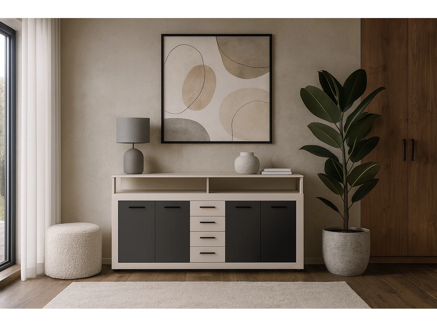 Commode Luna XXL 4P4T Cachemire / Noir