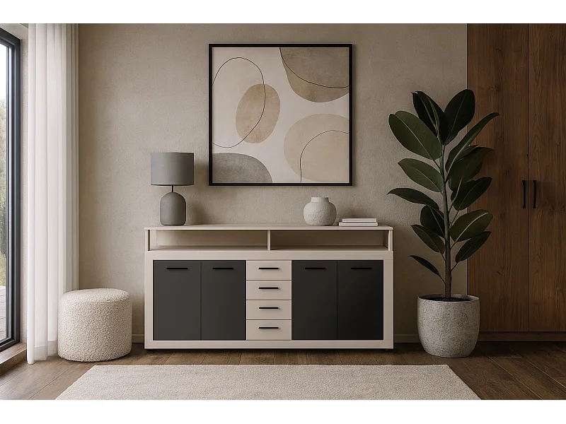 Commode Luna XXL 4P4T Cachemire / Noir