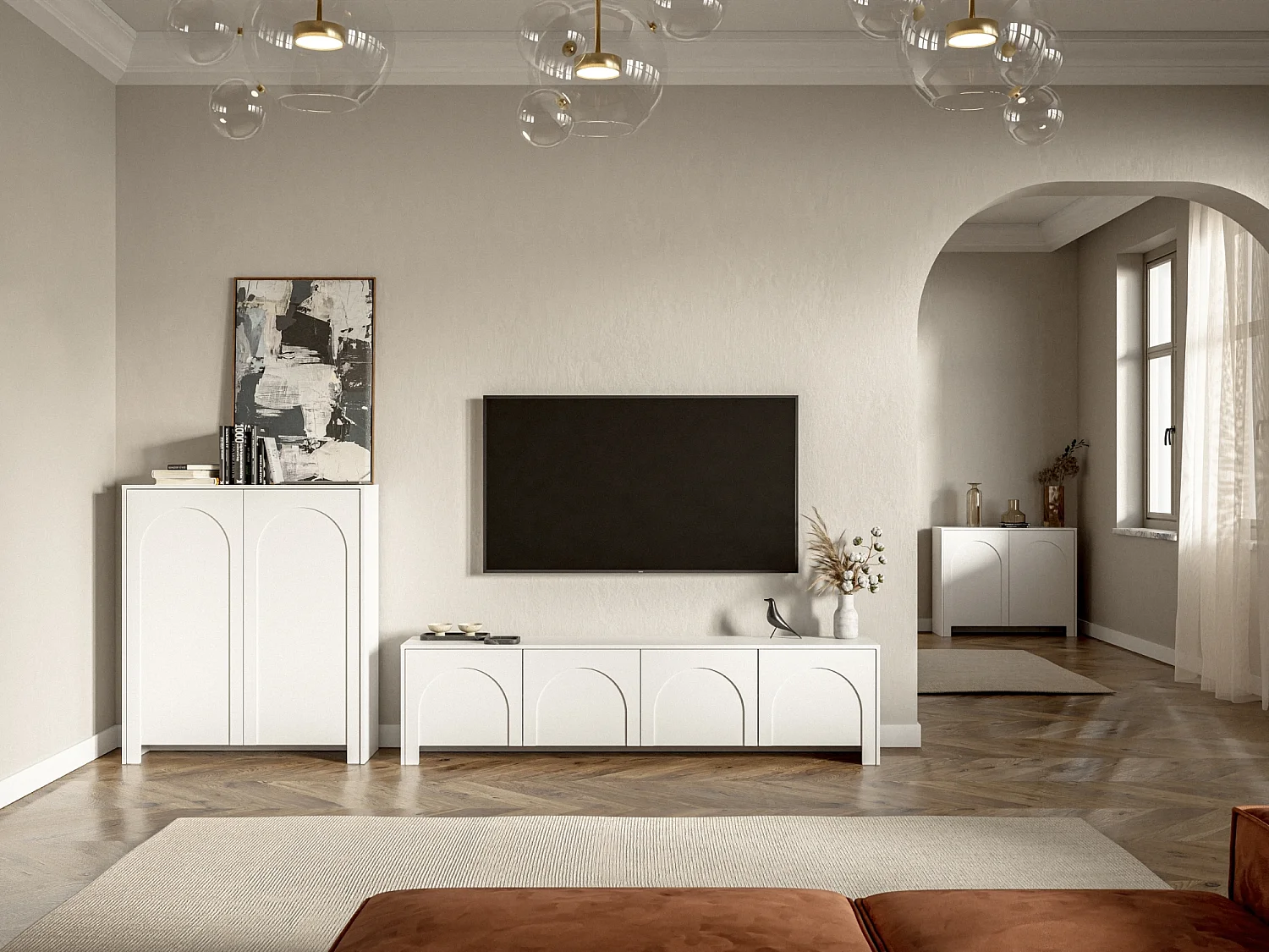 Commode haute Arco 2P blanche