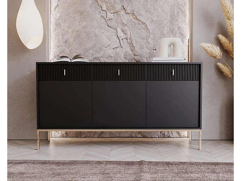 Commode Maggiore 3P3T Noir/Dore/Dore