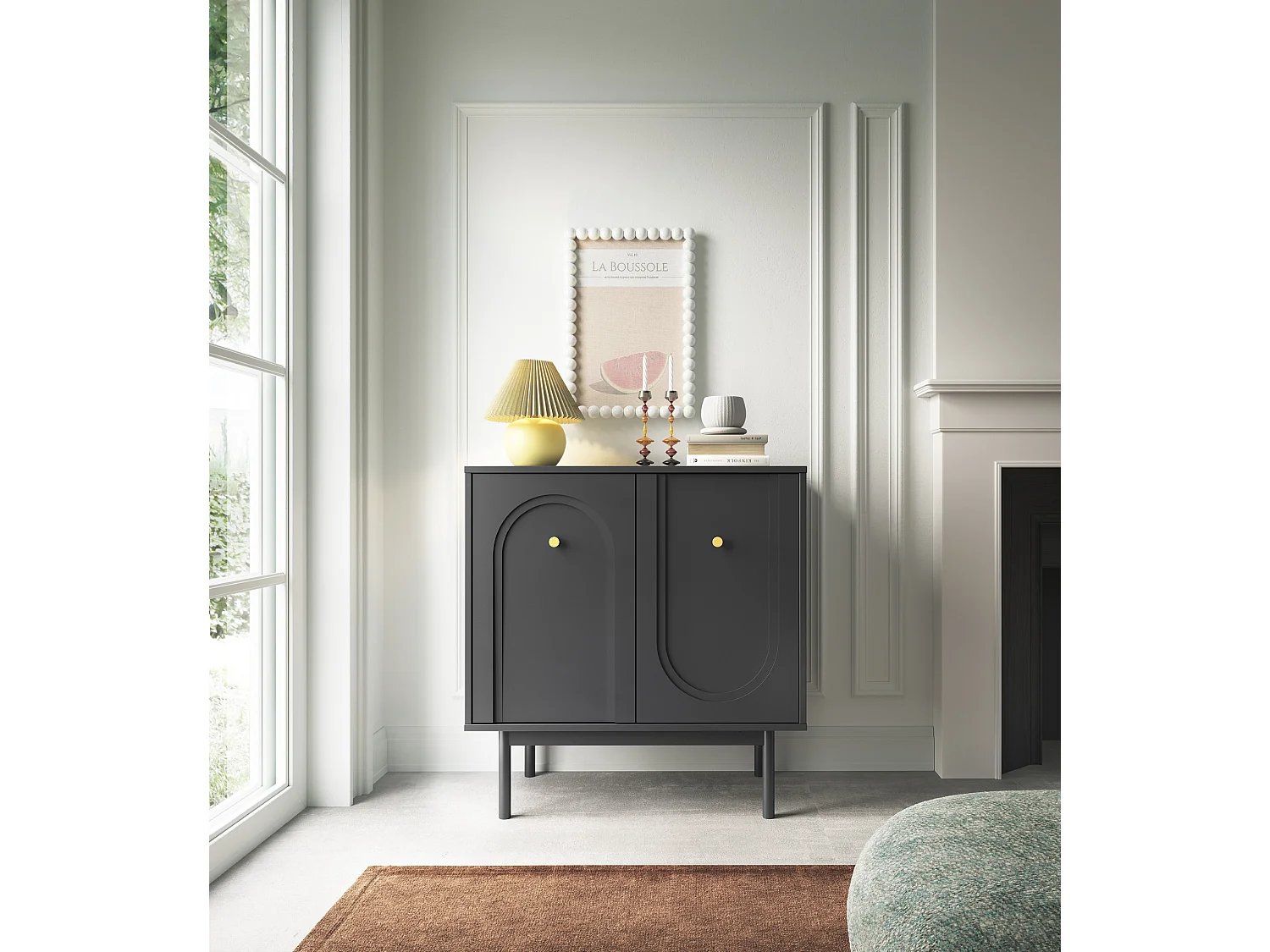 Commode Mazoma 2P Noire/ noire/ doré