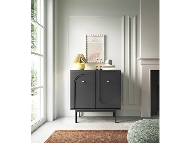 Commode Mazoma 2P Noire/ noire/ doré