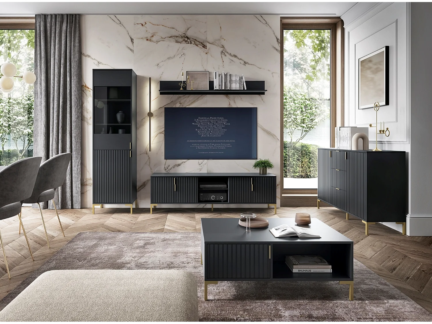 Commode Flinn FL06 2P noir / noir mat